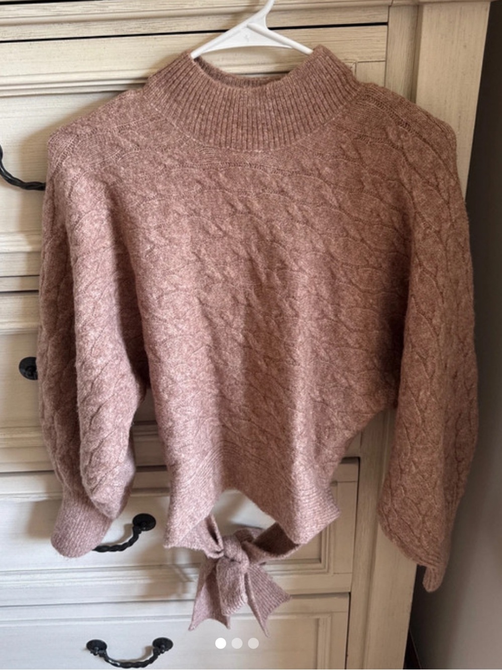 HYFVE Mauve Tie-Back Cable Knit Turtleneck Sweater